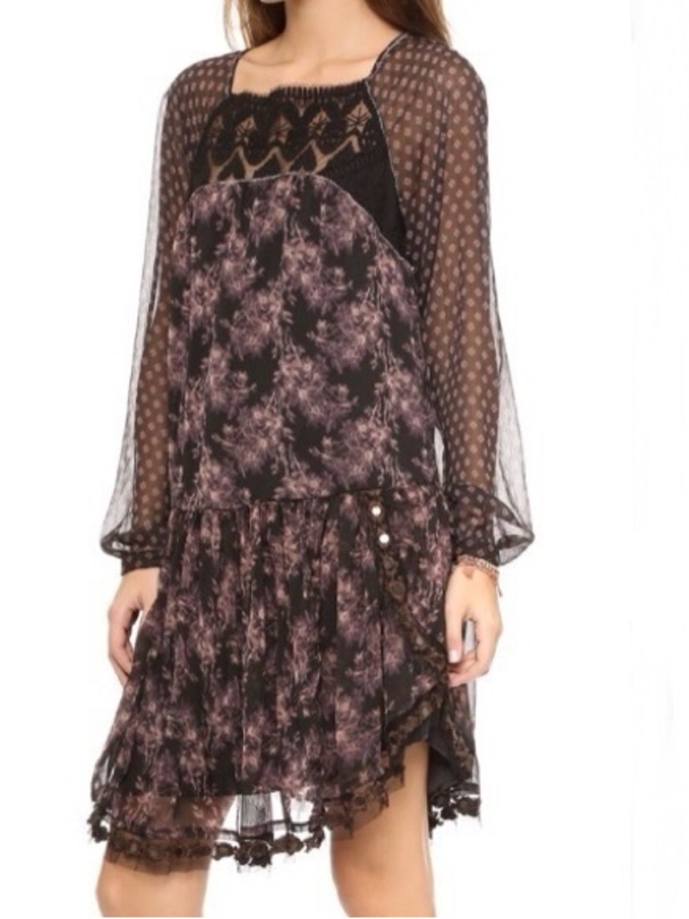 Free People Elsie Midnight Garden Floral Dress